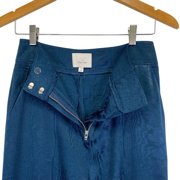 Cinq A Sept Keaton Jacquard Patterned Pants w/ Leg Bow Ties Peacock Blue Size 2 - Picture 6 of 12